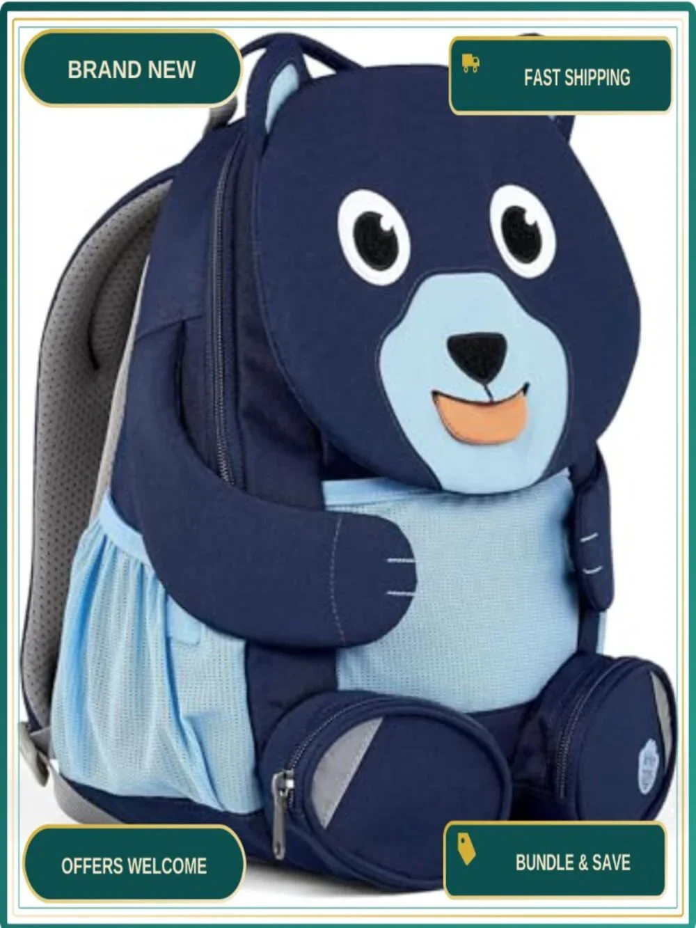 Kids Bear Backpack 8L Water-Repellent Preschool Bookbag with Adjustable Straps